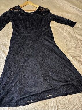 Jasambac Black Floral Lace Maxi Dress Like New size Large